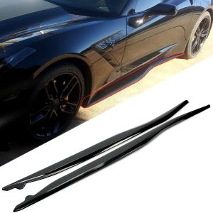 ECOTRIC Side Skirts Replacement Compatible with 2014-2019 Corvette C7 Stingray Z06 ZR1 Z51 Grand Sport 2 Door Coupe Extension Rocker Panels Guard Side Part Glossy Black