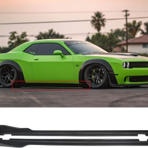 NINTE Side Skirts for 2015-2023 Dodge Challenger SXT Matte Black Rocker Panel Extension Lips 1 Pair