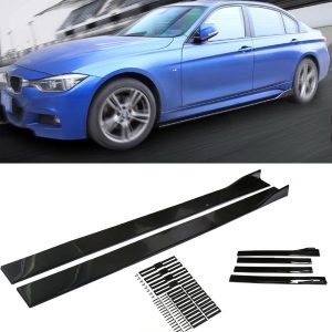 Universal Car Side Skirt Upgrade Three-Section 78.7″ Car Rocker Panels Side Skirt Body Kit Extended Split Lip,2pcs,Black