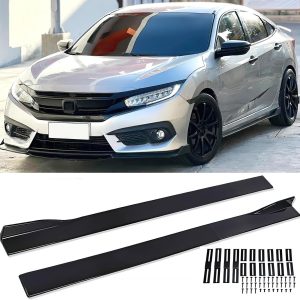 2PCS Universal Car Side Skirts, 86.6″ Side Skirts Extension Splitter Lip, Car Rocker Panels Side Skirt Body Kit, Compatible with Honda Civic Toyota Corolla Nissan Altima VW Chevrolet Camaro