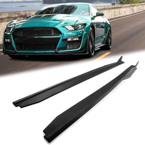 Kojem Side Skirts Body Kit Compatible with 2015-2023 Ford Mustang Exterior Rocker Panels Guard Extension Splitter Replacement w/Winglet Black Pair