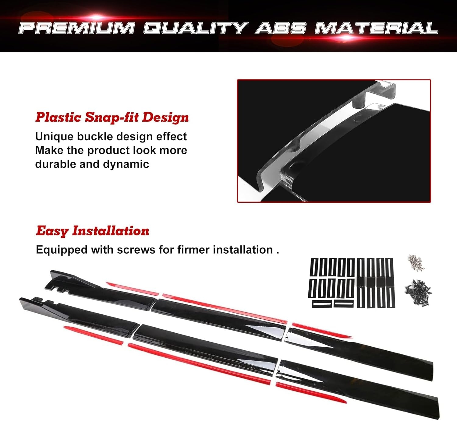 Xotic Tech Car Lower Side Skirts Protect Rocker Panel Splitter Winglets Diffuser Bottom Line Extension Body Kit Universal Fit - Image 7