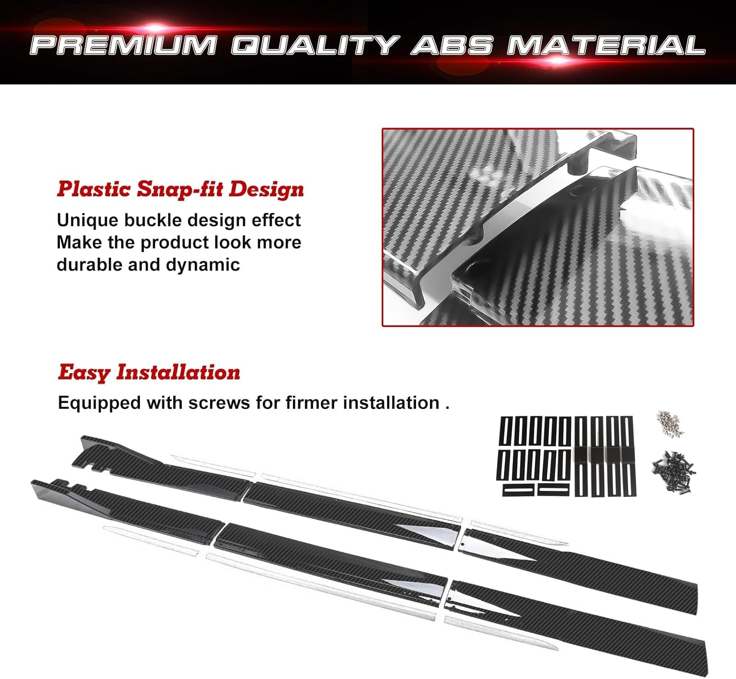 Xotic Tech Car Lower Side Skirts Protect Rocker Panel Splitter Winglets Diffuser Bottom Line Extension Body Kit Universal Fit - Image 15