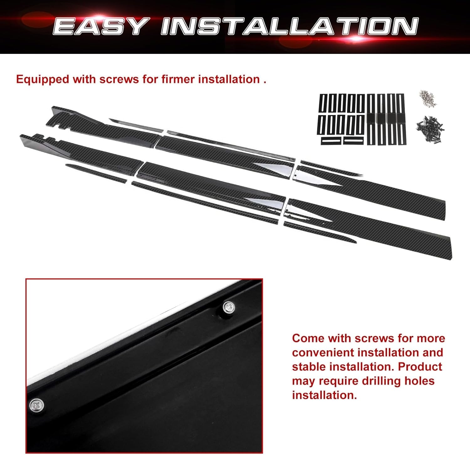 Xotic Tech Car Lower Side Skirts Protect Rocker Panel Splitter Winglets Diffuser Bottom Line Extension Body Kit Universal Fit - Image 22