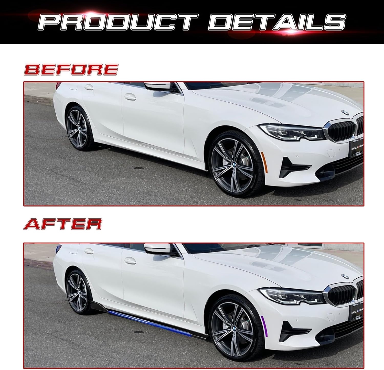 Xotic Tech Car Lower Side Skirts Protect Rocker Panel Splitter Winglets Diffuser Bottom Line Extension Body Kit Universal Fit - Image 28