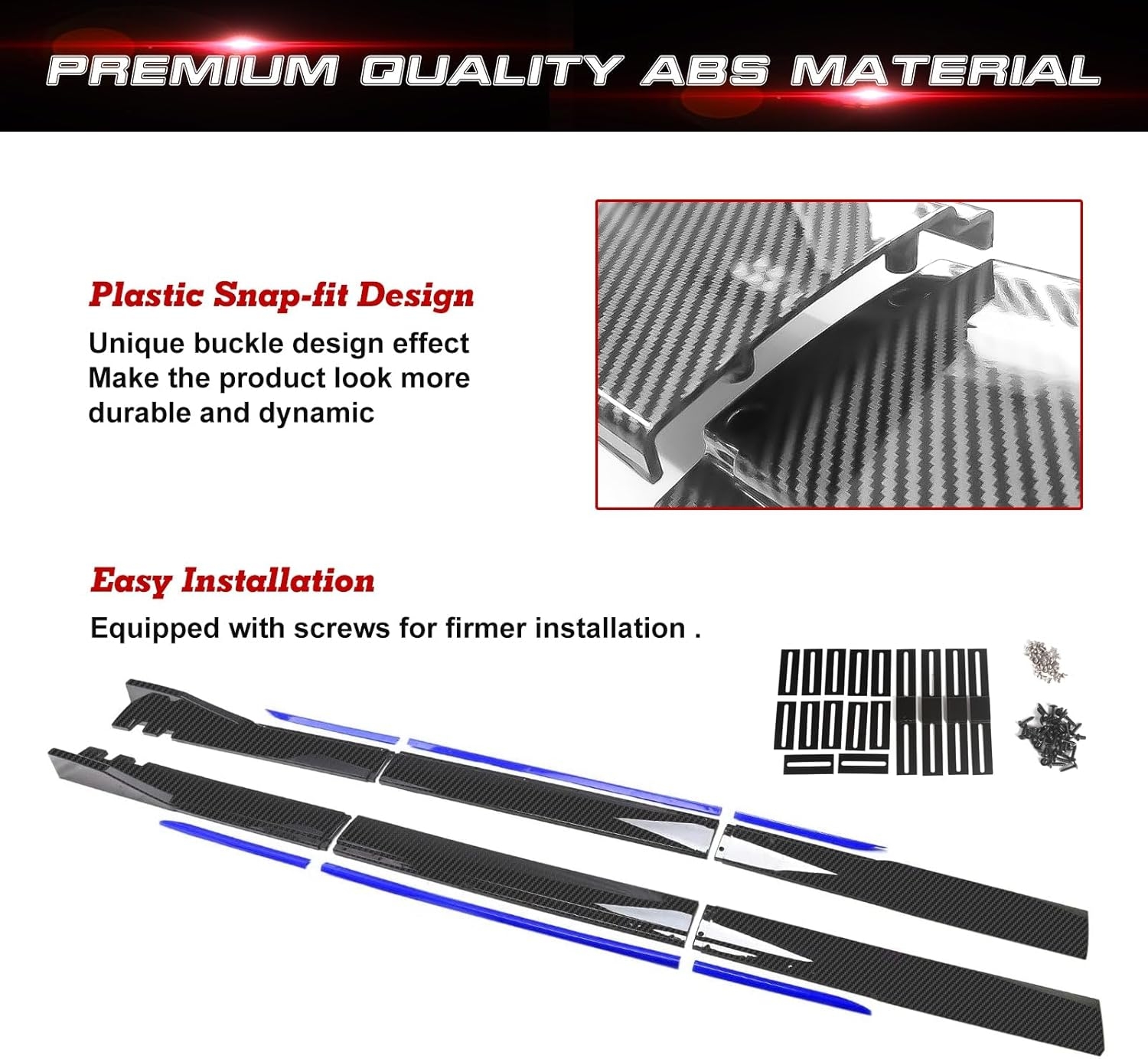 Xotic Tech Car Lower Side Skirts Protect Rocker Panel Splitter Winglets Diffuser Bottom Line Extension Body Kit Universal Fit - Image 31