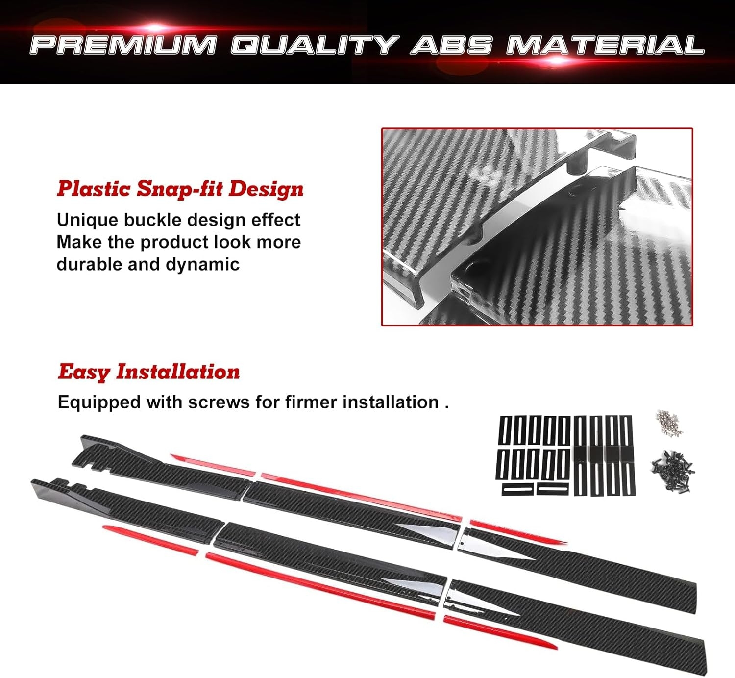 Xotic Tech Car Lower Side Skirts Protect Rocker Panel Splitter Winglets Diffuser Bottom Line Extension Body Kit Universal Fit - Image 38