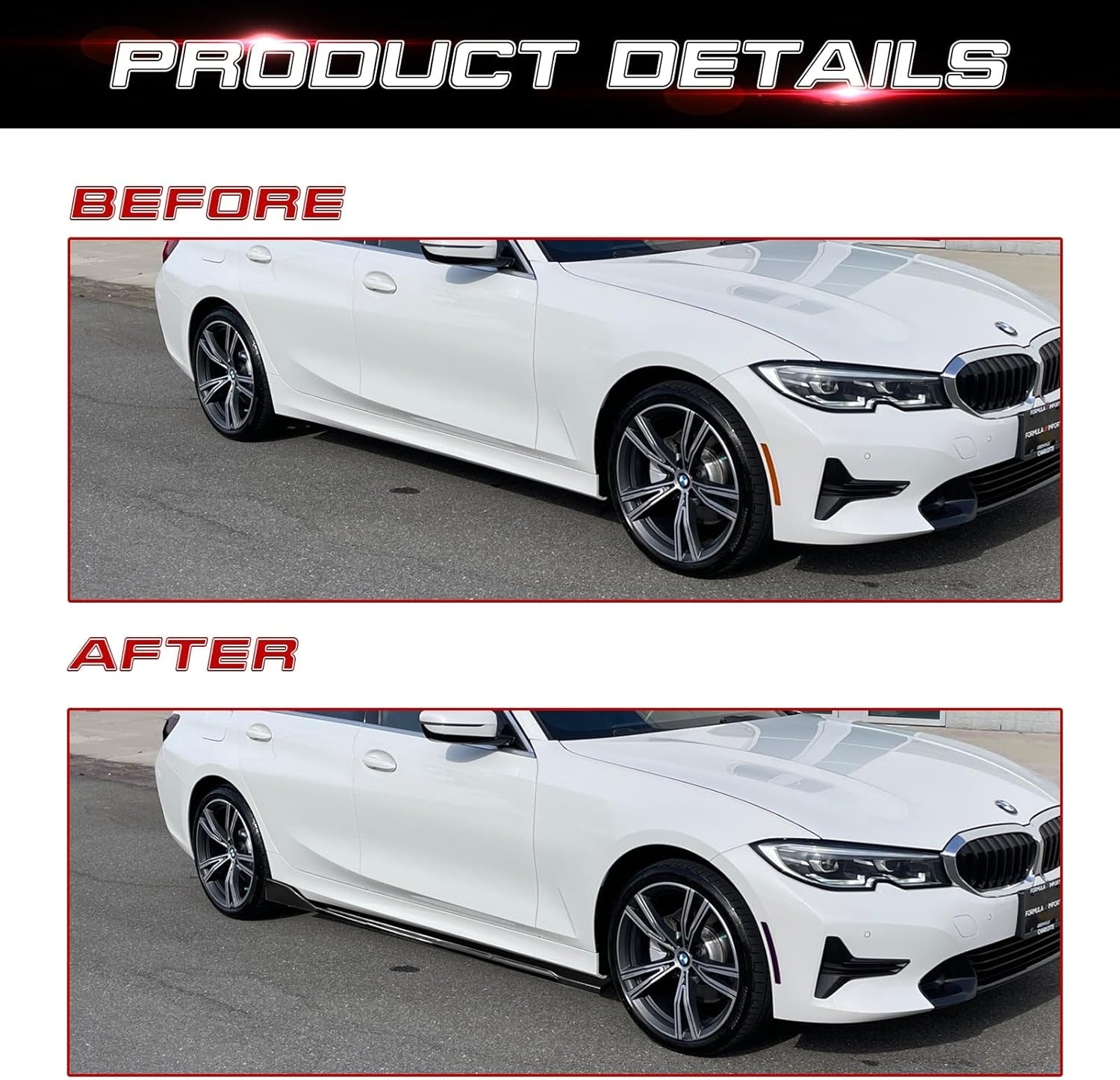 Xotic Tech Car Lower Side Skirts Protect Rocker Panel Splitter Winglets Diffuser Bottom Line Extension Body Kit Universal Fit - Image 42