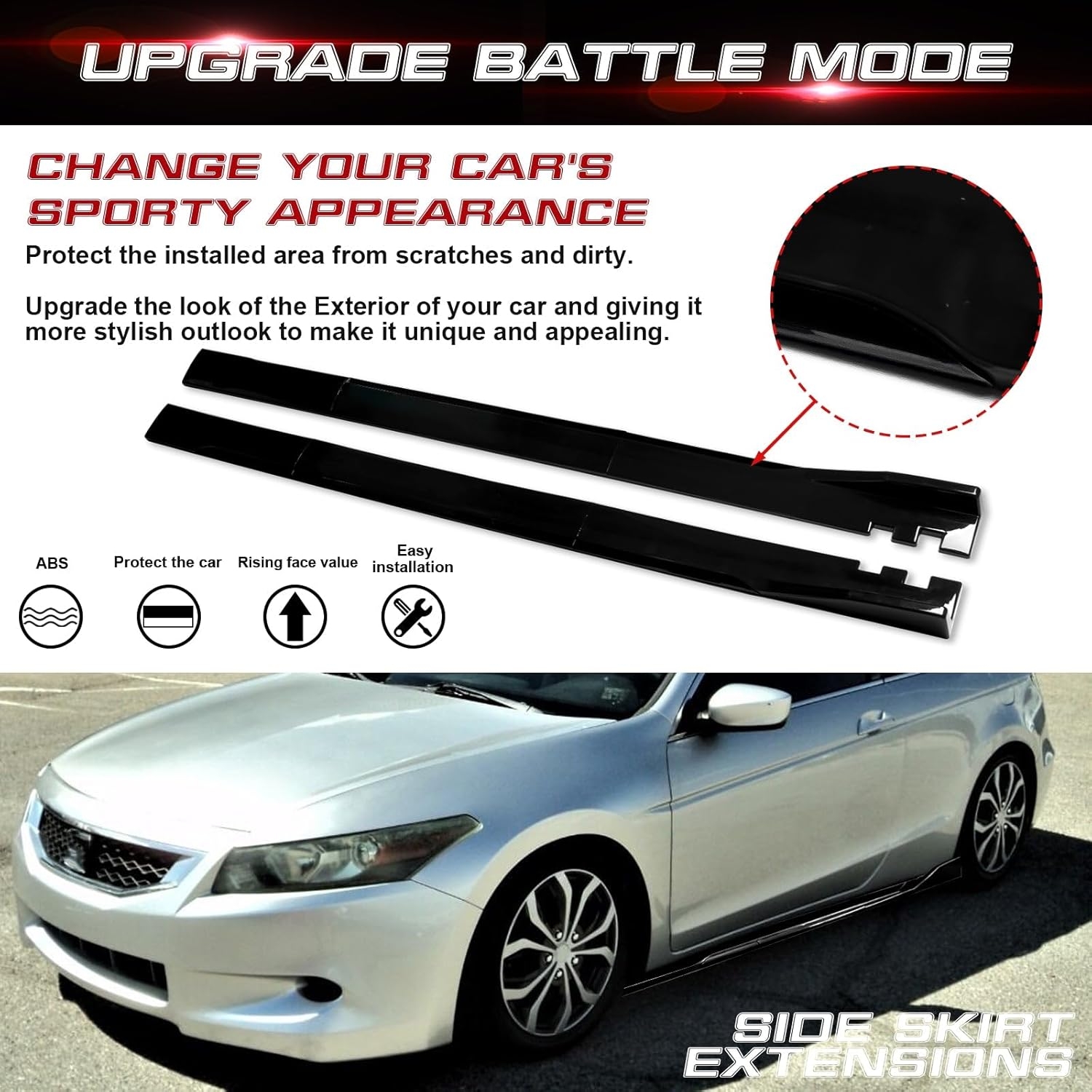 Xotic Tech Car Lower Side Skirts Protect Rocker Panel Splitter Winglets Diffuser Bottom Line Extension Body Kit Universal Fit - Image 45