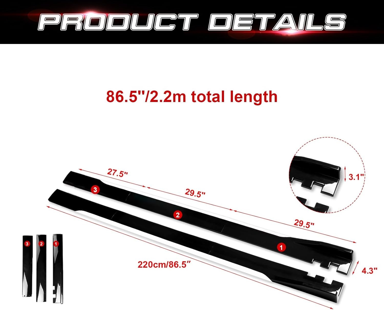 Xotic Tech Car Lower Side Skirts Protect Rocker Panel Splitter Winglets Diffuser Bottom Line Extension Body Kit Universal Fit - Image 52