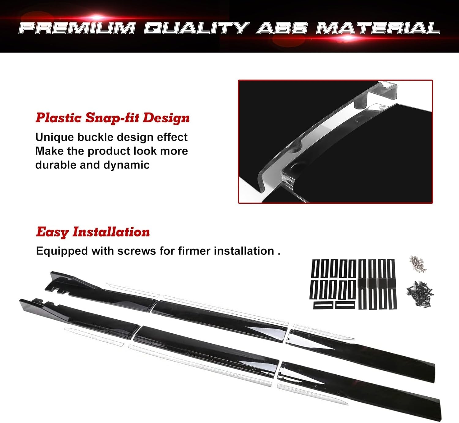 Xotic Tech Car Lower Side Skirts Protect Rocker Panel Splitter Winglets Diffuser Bottom Line Extension Body Kit Universal Fit - Image 53