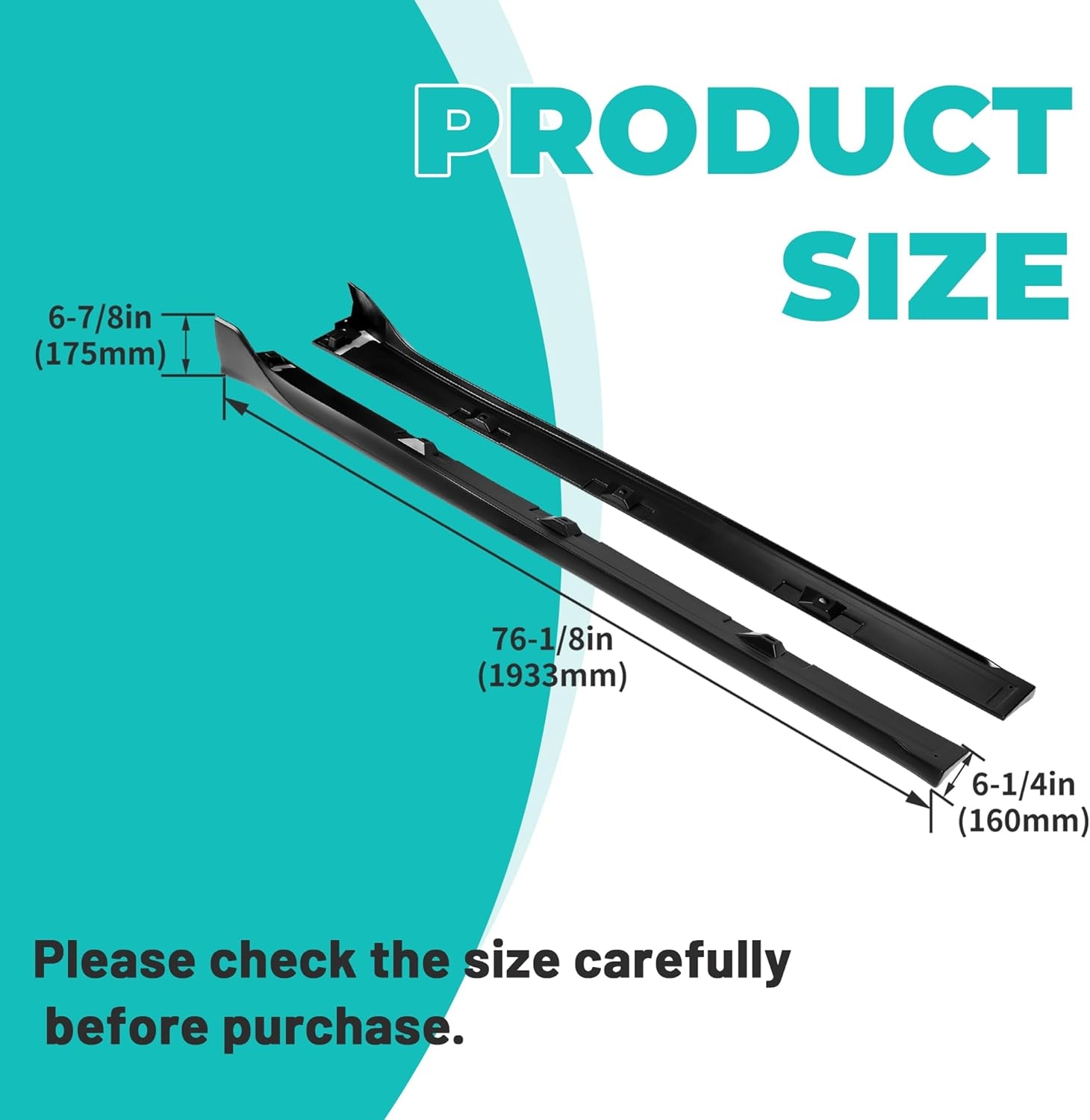 KUAFU Side Skirt Extension Replacement Compatible with 2016-2021 Honda Civic 4 Door Sedan (Including Si Model) Type-R Style Bottom Side Line Rocker Panel Guard Body Kit 2Pcs - Image 7