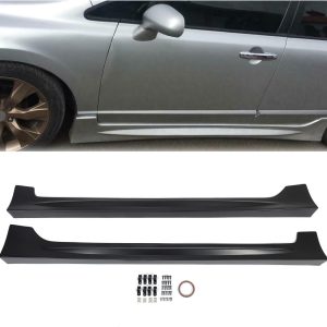 HECASA Side Skirts Replacement Compatible with 2006-2011 Honda Civic 4 Door Sedan Rocker Panels Guard Side Extension Splitter Black