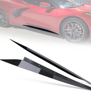 Carbon Flash Side Skirt Fit for 2020-2025 Corvette C8 Z51 Stingray Side Skirts Rocker Panel Extensions ABS Decoration 2PCS