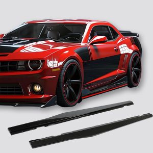 KUAFU Side Skirts Compatible with 2010-2015 Chevy Camaro LT LS SS Model Rocker Panels Guard Extension Body Kit PP – Glossy Black