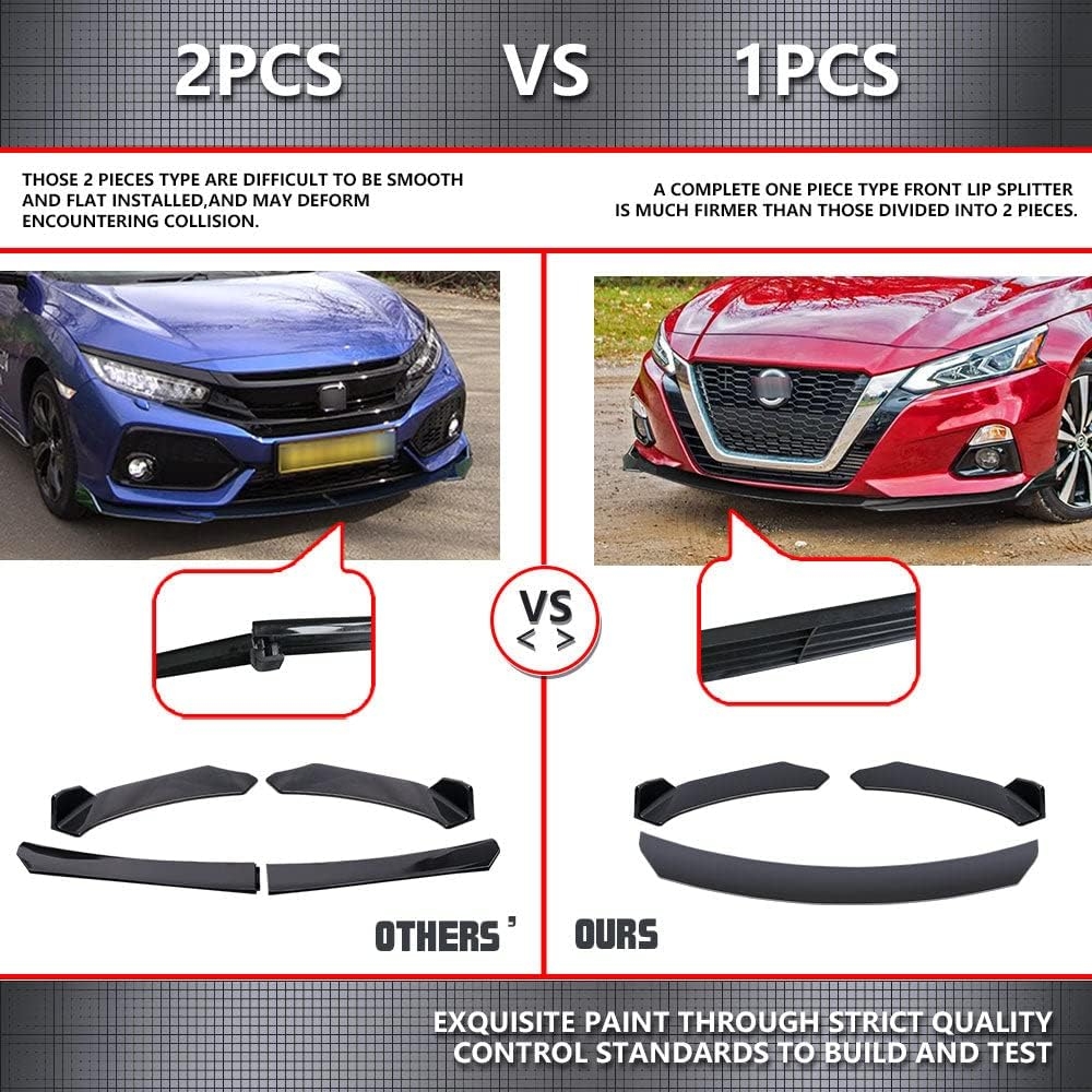 x xotic tech Front Bumper Lip Spoiler + Side Skirt Splitter + Rear Bumper Lip Wrap Splitter Canard,Compatible with Ford Fusion Fiesta Focus (Black) - Image 4