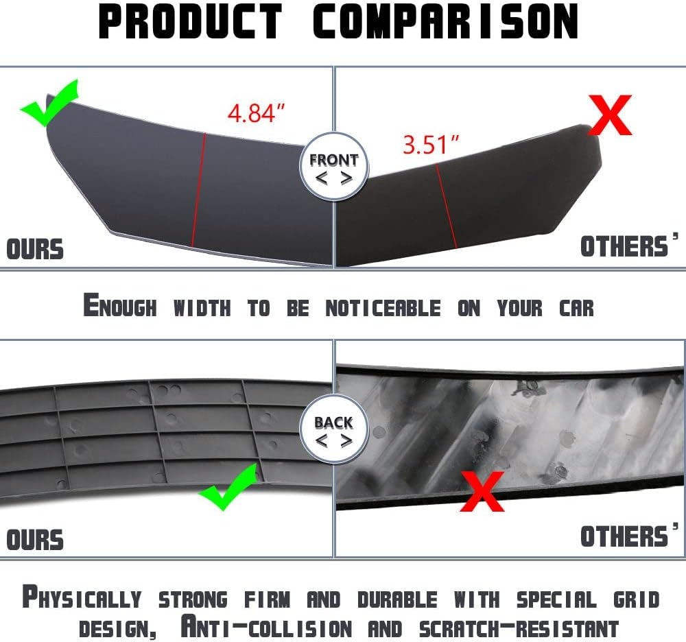 x xotic tech Front Bumper Lip Spoiler + Side Skirt Splitter + Rear Bumper Lip Wrap Splitter Canard,Compatible with Ford Fusion Fiesta Focus (Black) - Image 5