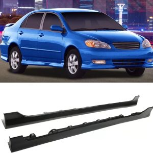 Side Skirts Extension Fit for Toyota Corolla 2003-2008 Black Body Kit ADD-ON ABS