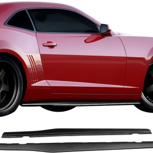 Side Skirts Compatible with 2010-2015 Chevy Camaro LS, LT, SS Only, Ikon Style Black PP Add On Sideskirt Rocker Moulding Air Dam Chin Splitter by IKON MOTORSPORTS, 2011 2012 2013 2014