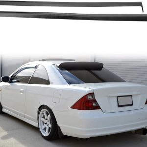 Side Skirts, Compatible with 2001-2005 Honda Civic 2 door – 4 Door, PU Unpainted Black Rocker Panel Side Splitter Bottom Line
