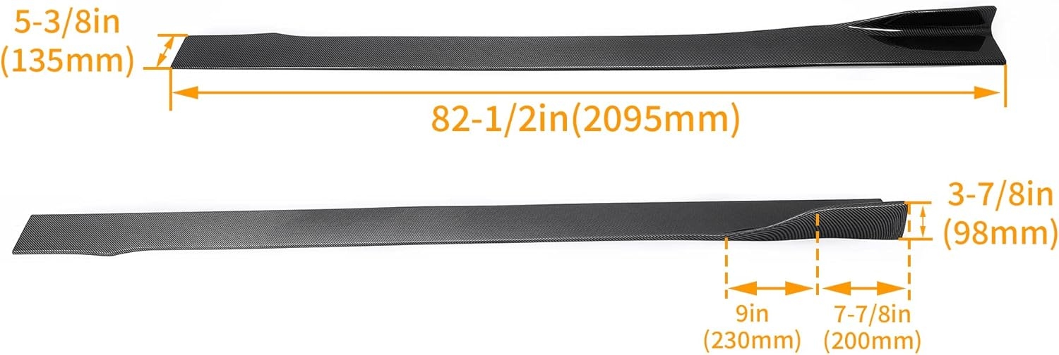 HECASA Pair Side Skirt Body Kit Replacement Compatible with 2014-2023 Infiniti Q50 All Model Rocker Panel Guard Extension Splitter Lip Carbon Fiber Look (ABS Plastic) - Image 2