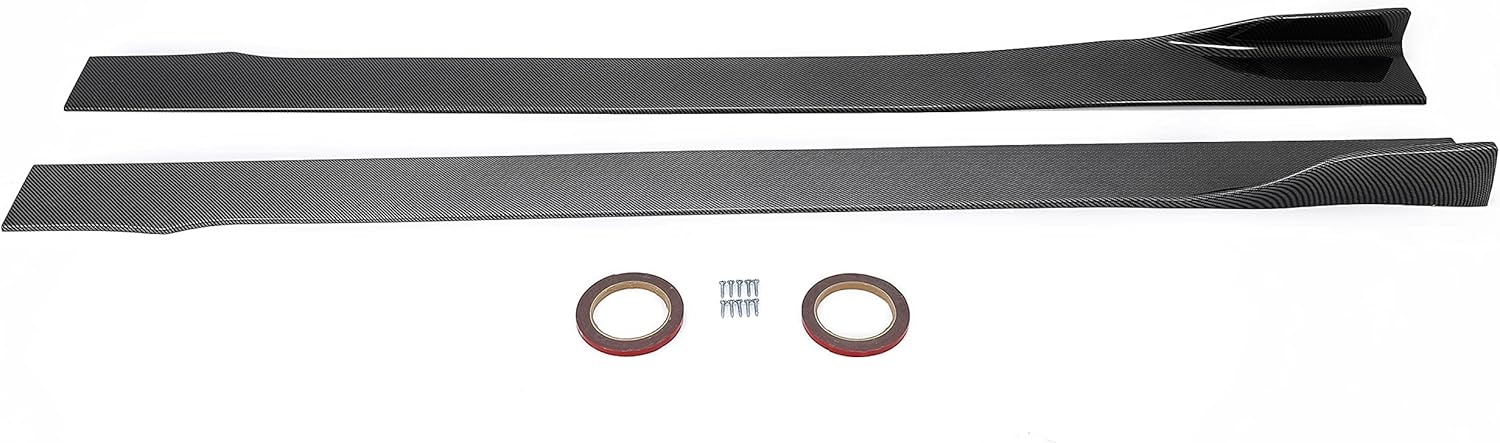 HECASA Pair Side Skirt Body Kit Replacement Compatible with 2014-2023 Infiniti Q50 All Model Rocker Panel Guard Extension Splitter Lip Carbon Fiber Look (ABS Plastic) - Image 6