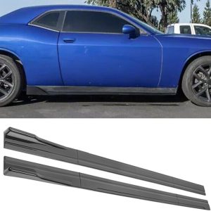 Side Skirts Extension Fit for 2008-2021 D0DGE Challenger Black 86.6″/2M Side Skirt Rocker Panel Lip Splitter