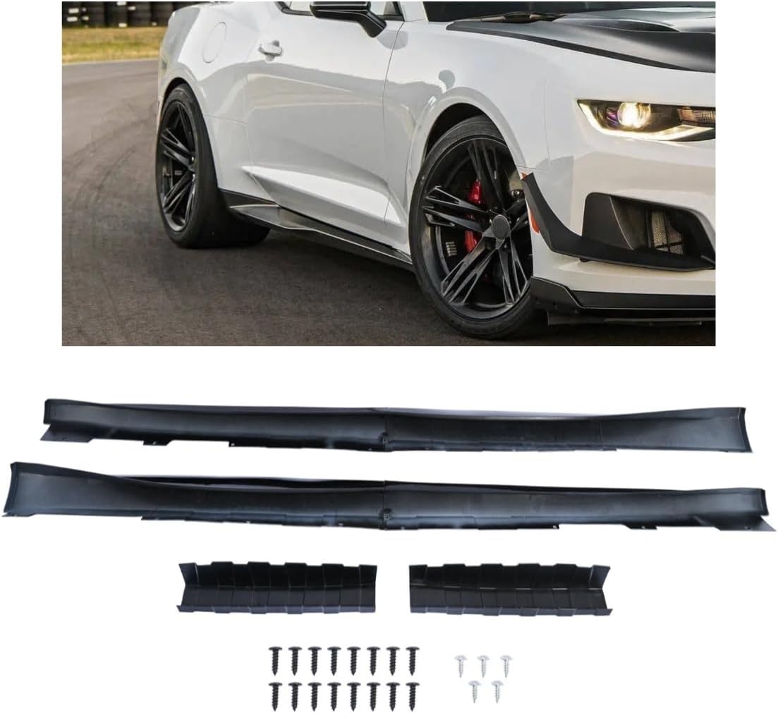 Side Skirts ZL1 Style Gloss Black Painted 1 Pair Compatible with Chevy Camaro 2016-2022 LT SS RS (Coupe and Convertible Model), Body Kit Rocker Panel Extension Guard Splitters (ABS Plastic) - Image 2