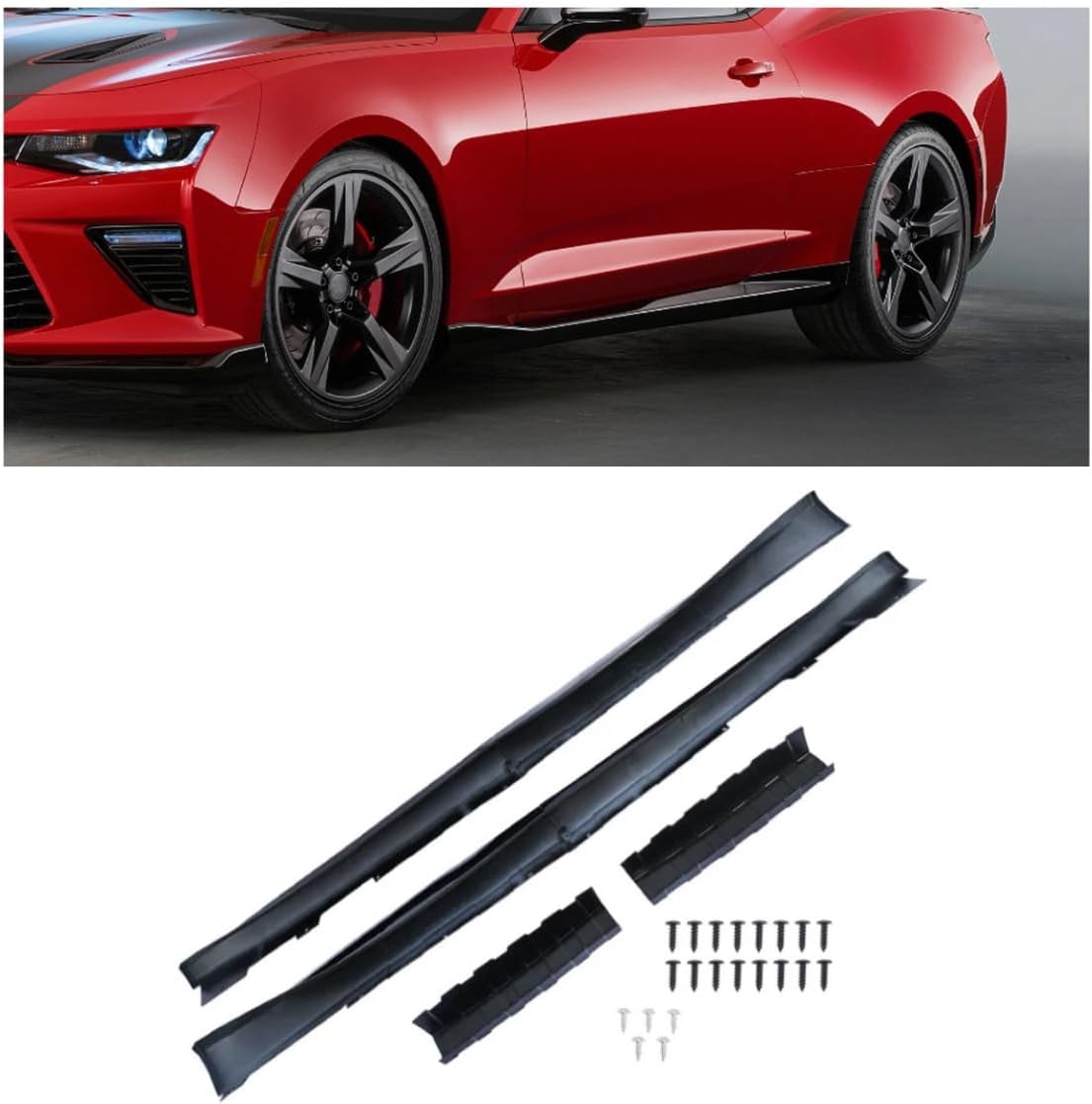 Side Skirts ZL1 Style Gloss Black Painted 1 Pair Compatible with Chevy Camaro 2016-2022 LT SS RS (Coupe and Convertible Model), Body Kit Rocker Panel Extension Guard Splitters (ABS Plastic) - Image 4