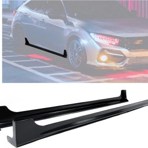 HECASA Side Skirts Compatible with 2012-2015 Honda Civic 4-Door Sedan Spoiler Extension Splitter Rocker Panels Pair Black