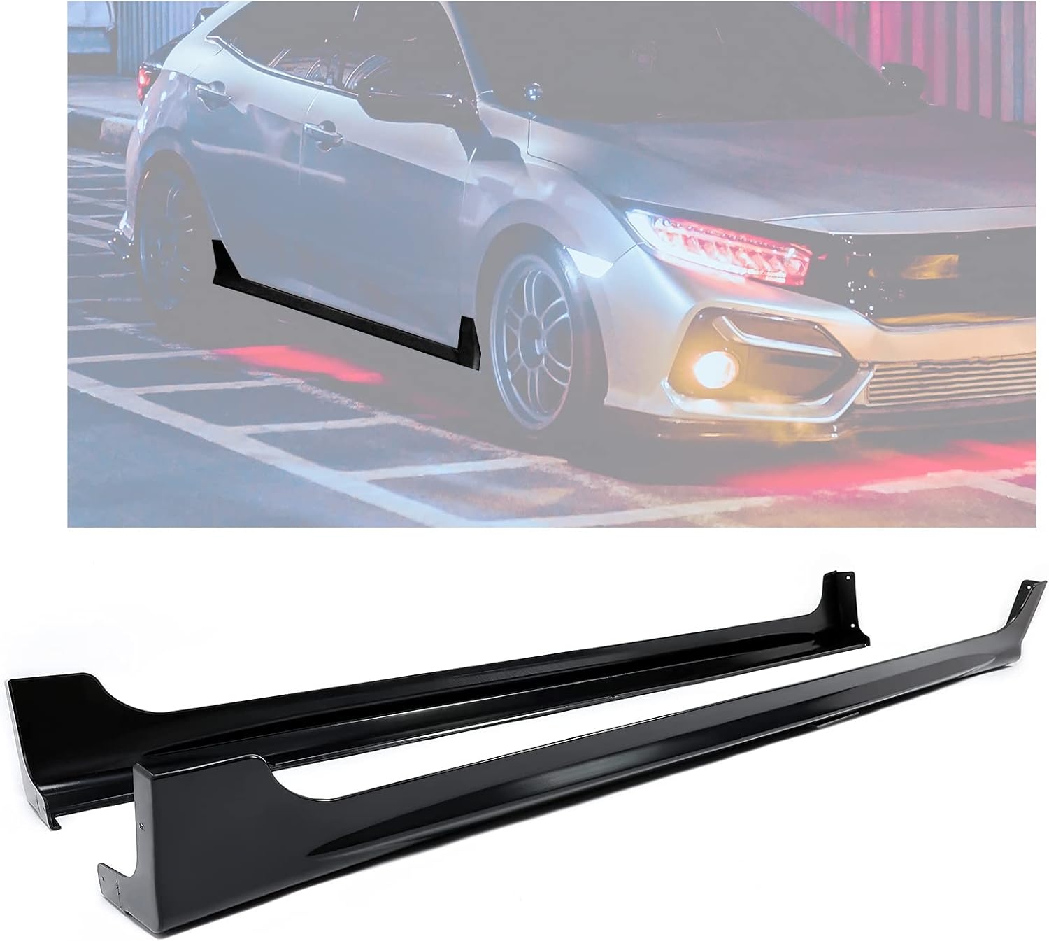 HECASA Side Skirts Compatible with 2012-2015 Honda Civic 4-Door Sedan Spoiler Extension Splitter Rocker Panels Pair Black