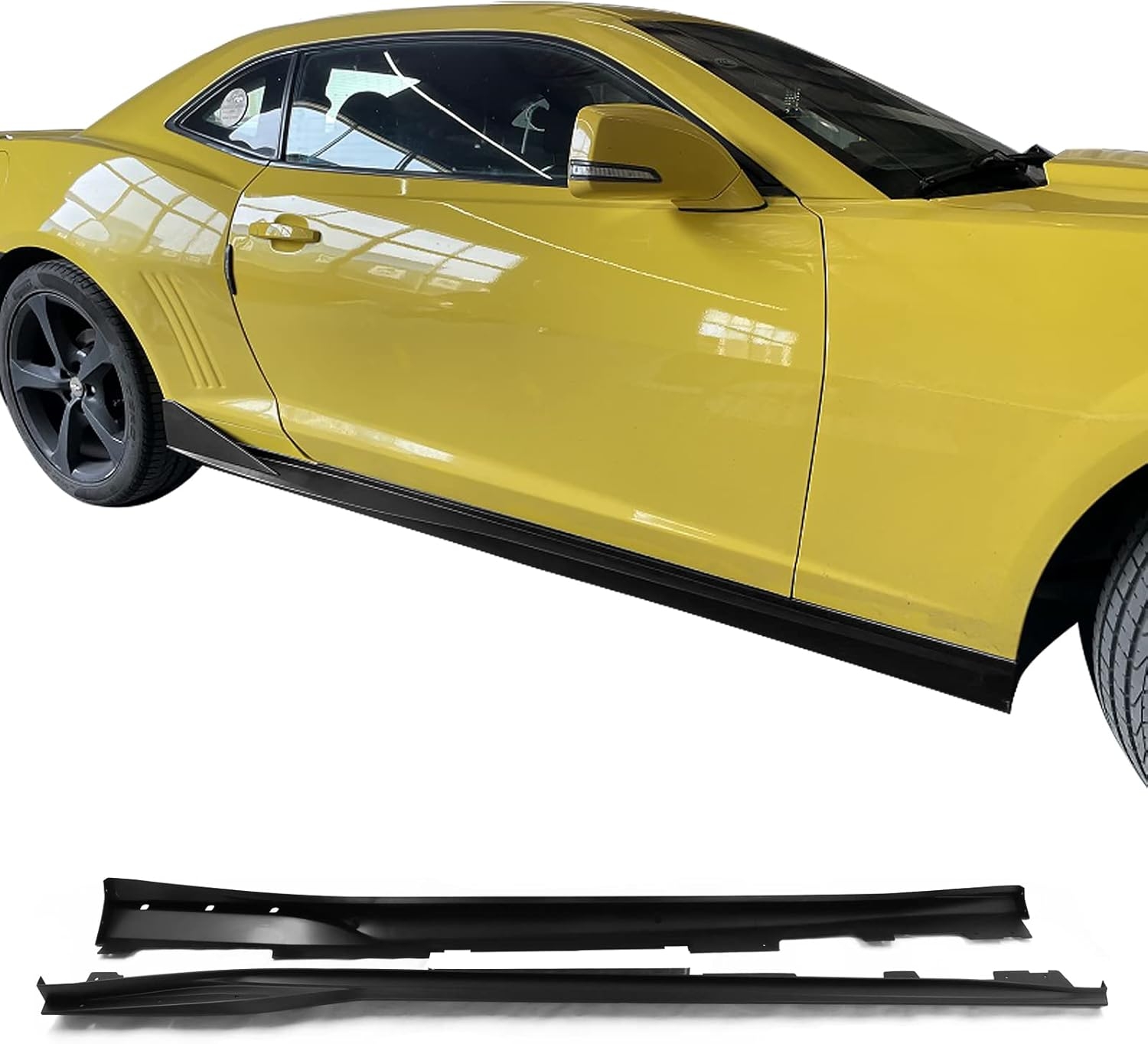 IKON MOTORSPORTS, Side Skirts Compatible with 2016-2024 Chevy Camaro, IKON V3 Style Matte Black PP Side Skirt Moulding Rocker Panel Extension Splitters, 2017 2018 2019 2020 2021 - Image 2