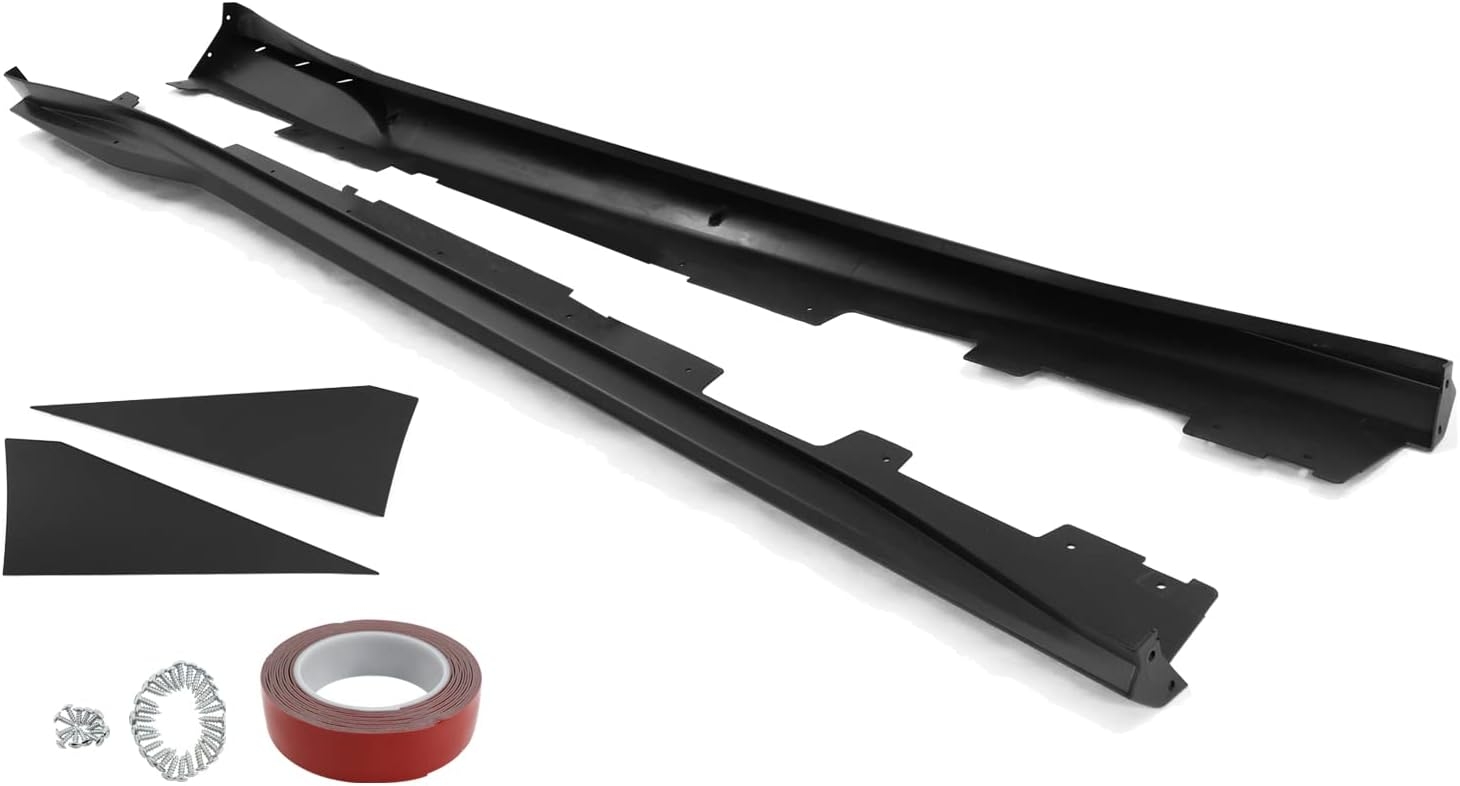 IKON MOTORSPORTS, Side Skirts Compatible with 2016-2024 Chevy Camaro, IKON V3 Style Matte Black PP Side Skirt Moulding Rocker Panel Extension Splitters, 2017 2018 2019 2020 2021 - Image 3