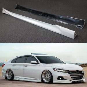 Painted Platinum White Pearl Add-on JDM Side Skirt Extensions Compatible with 2018-2022 Honda Accord LX EX EX-T Touring Sport
