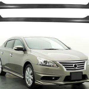 Side Skirts, Compatible with 2013-2019 Nissan Sentra, PU Unpainted Black Rocker Panel Side Splitter Bottom Line