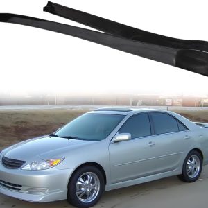 Side Skirts, Compatible with 2002-2003 Toyota Camry, PU Unpainted Black Rocker Panel Side Splitter Bottom Line