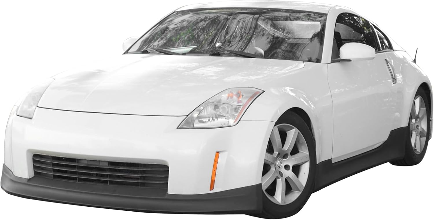 Side Skirts Compatible With 2003-2009 Nissan 350Z, V Style Black PU Sideskirt Rocker Moulding Air Dam Chin Panels by IKON MOTORSPORTS, 2004 2005 2006 2007 - Image 3