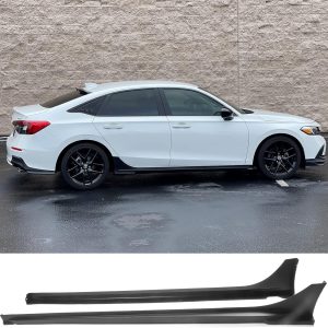 FREEMOTOR802 Side Skirts Fits 2022-2025 Honda Civic 11th Gen Sedan, Mugen Style Unpainted Black PP Rocker Panel Extensions Side Splitters Protectors Styling Body Kit 2PCS
