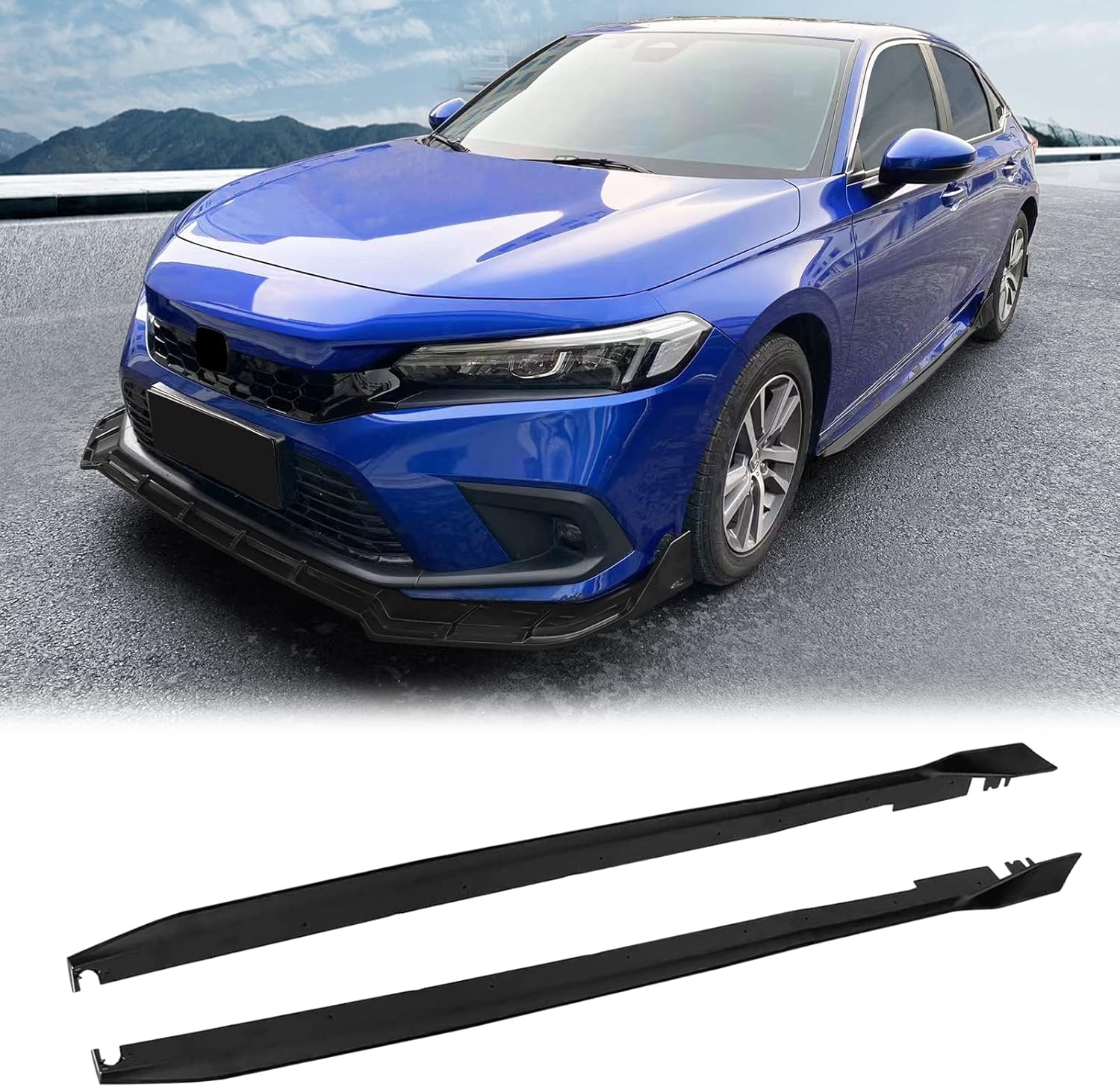 FREEMOTOR802 Side Skirts Splitters Rocker Panels Extensions, Compatible with 2022-2025 Honda Civic 11th Gen Sedan, Type R Style Carbon Fiber Print PP 4PCS Pair Body Lower Trim Panels Guards Protectors - Image 8