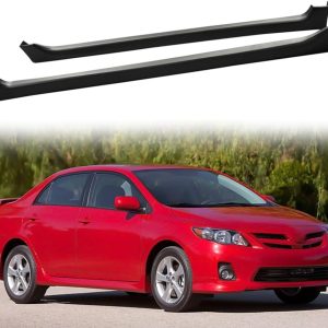 Side Skirts, Compatible with 2009-2013 Toyota Corolla, PP Unpainted Black Rocker Panel Side Splitter Bottom Line