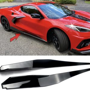 Side Skirts Rocker Panels Extension Pair Fit for Chevrolet Chevy Corvette C8 stingry Z51 2020-2025 Z06 Style ABS Plastic Gloss Black 2pcs Air Chin Body Kit Exterior Accessories