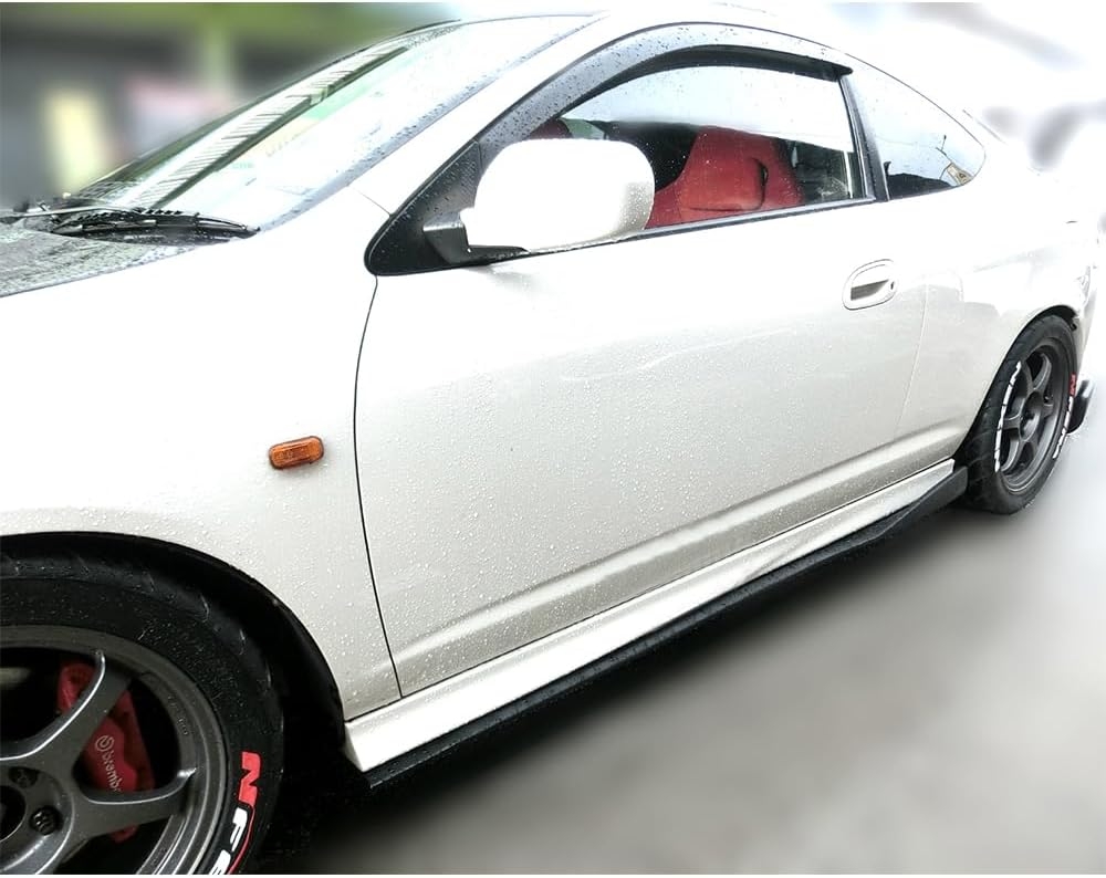 Side Skirts Compatible with 2002-2006 Acura RSX DC5, CS Style Black PU Sideskirt Rocker Moulding Air Dam Chin Diffuser Bumper Lip Splitter by IKON MOTORSPORTS, 2003 2004 2005 - Image 2
