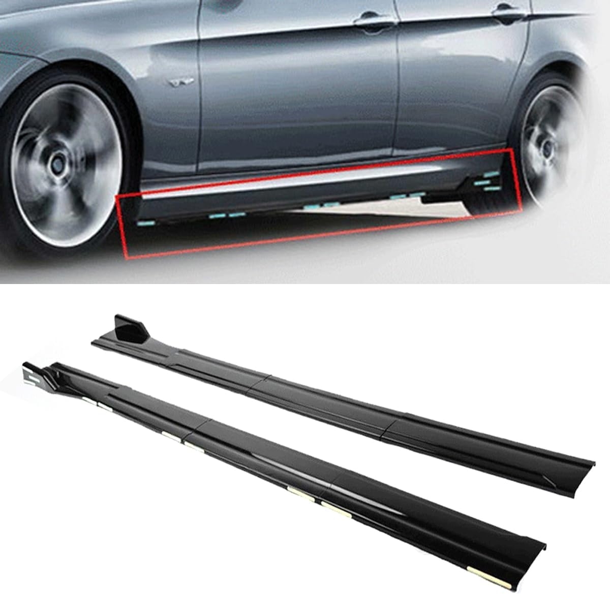 Side Skirts Body Kit Panel Splitter Gloss Black Fit for T0Y0TA Corolla 2010-2022 SE XSE LE XLE 2M/78.7''