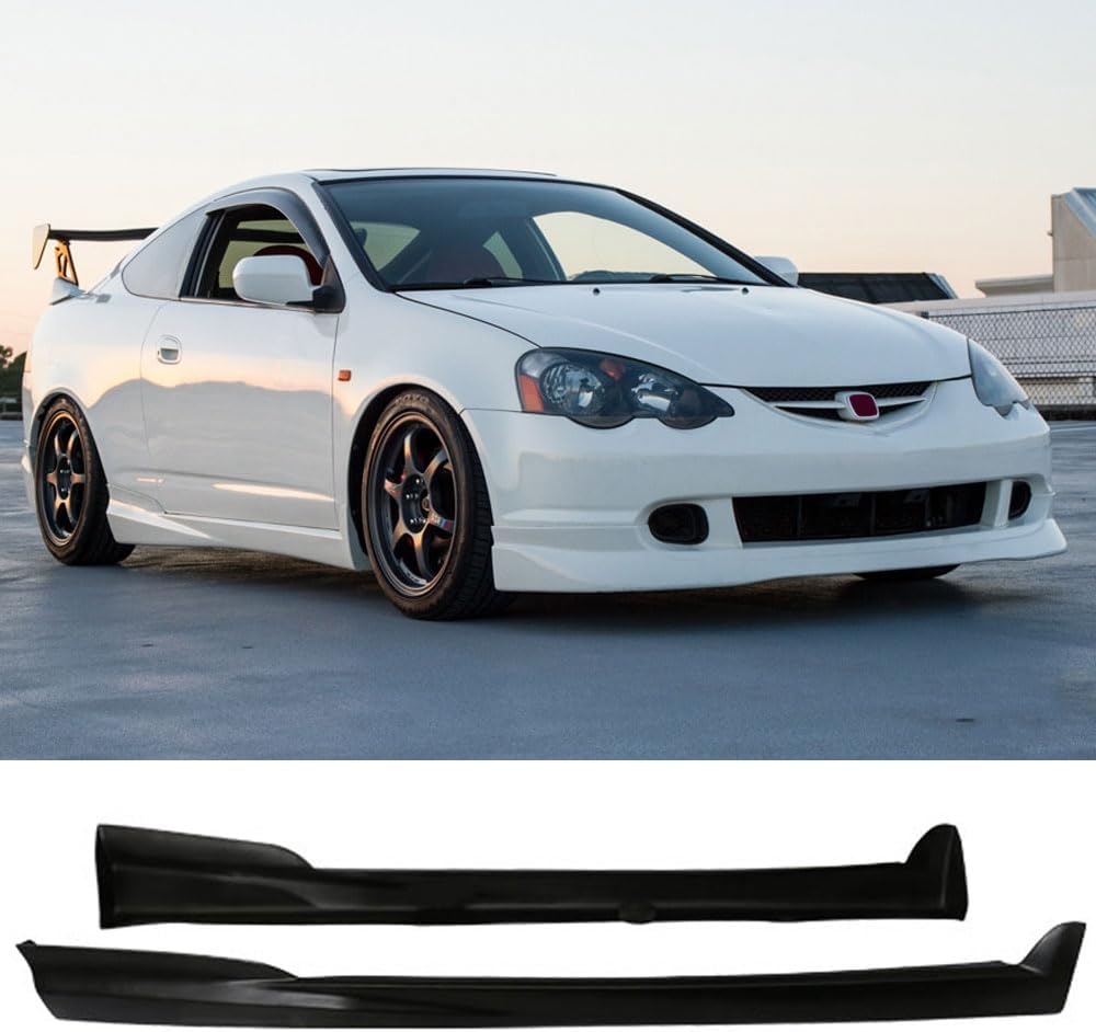 Side Skirts Compatible with 2002-2006 Acura RSX, Black PU Sideskirt Rocker Moulding Air Dam Chin Diffuser Bumper Lip Splitter by IKON MOTORSPORTS, 2003 2004 2005 - Image 2