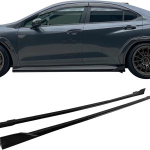 IKON MOTORSPORTS, Side Skirts Extention Compatible with 2022-2025 Subaru WRX (Base, Limited, Premium, GT), D Style Matte Black ABS Plastic Rocker Panel Winglet Splitter Side Underbody Spoiler 4PCS