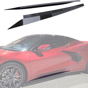 C8 Carbon Flash Side Skirts Rocker Panels Guard Pair Fit for 2020-2025 Corvette C8 Z51 Stingray，Z06 Style ABS Plastic Glossy Black