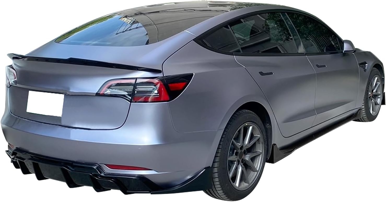 IKON MOTORSPORTS, Side Skirts Compatible with 2017-2025 Tesla Model 3, Gloss Black ABS Plastic IKON Style Side Skirt Extension Rocker Panel 4PC, 2018 2019 2020 - Image 9