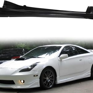 Side Skirts, Compatible with 2000-2005 Toyota CELICA, PU Black Rocker Panel Side Splitter Bottom Line