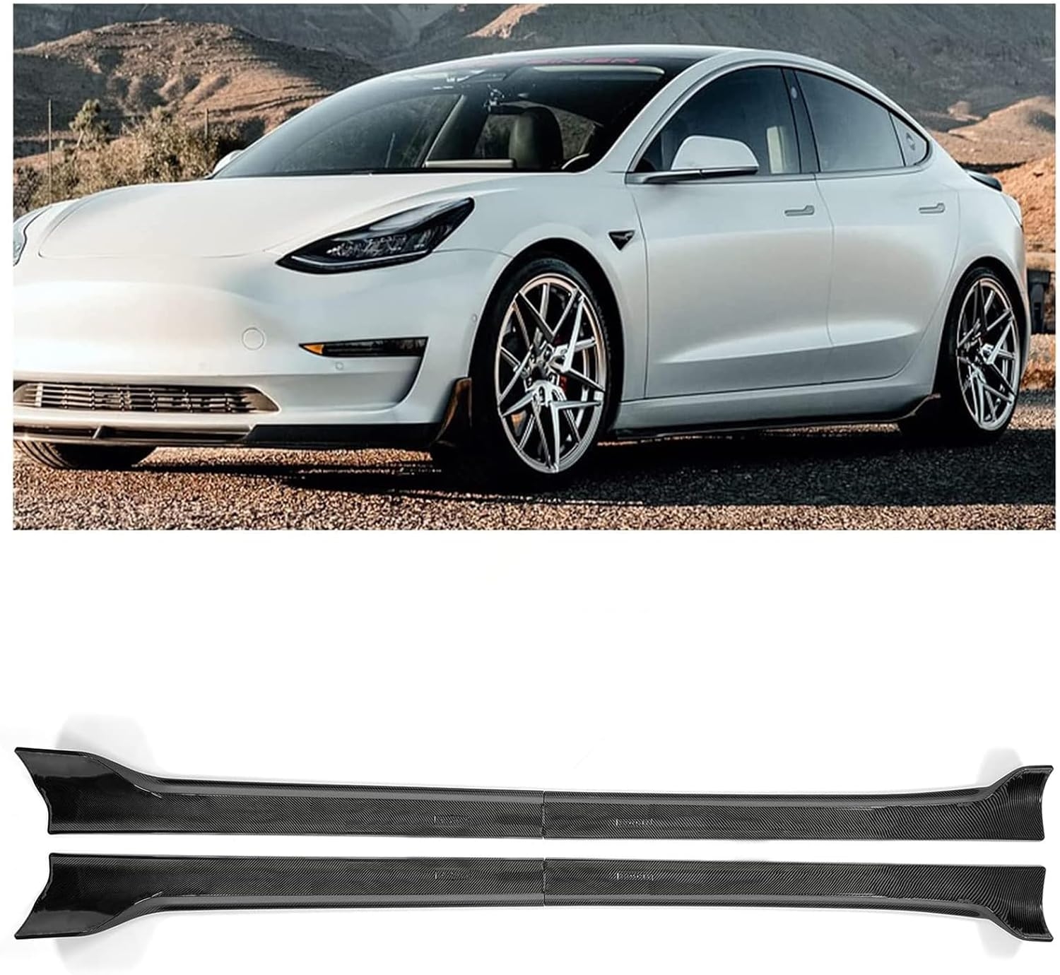 Kojem Side Skirt Extension Replacement 4Pcs Compatible with Tesla Model 3 2017-2023 Rocker Panels Guard Body Kit Black ABS Plastic Painted Side Trim - Image 10