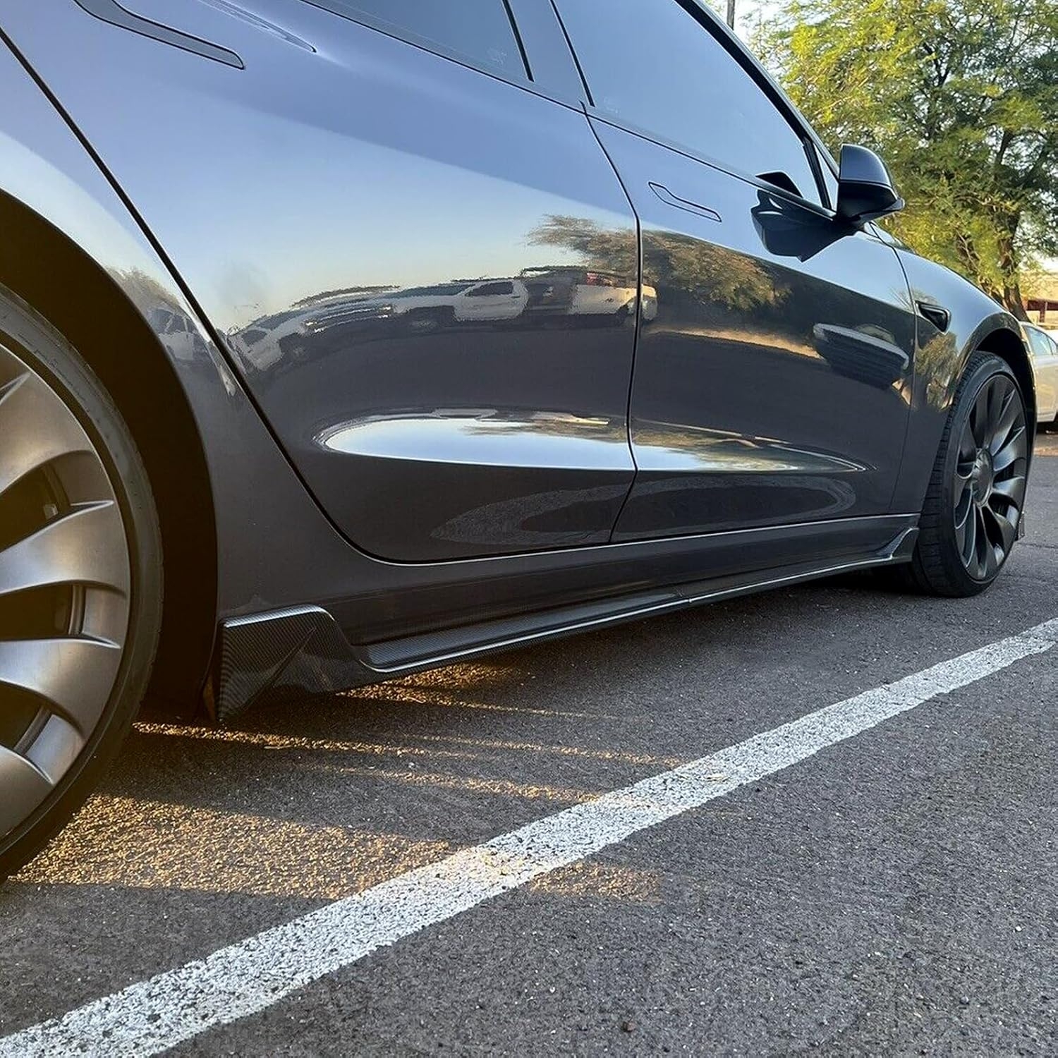 Kojem Side Skirt Extension Replacement 4Pcs Compatible with Tesla Model 3 2017-2023 Rocker Panels Guard Body Kit Black ABS Plastic Painted Side Trim - Image 16